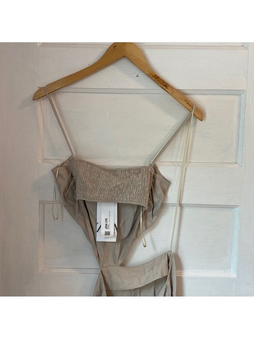 Zara Cut Out V-neck Beige Dress, Size S - Picture 9 of 15